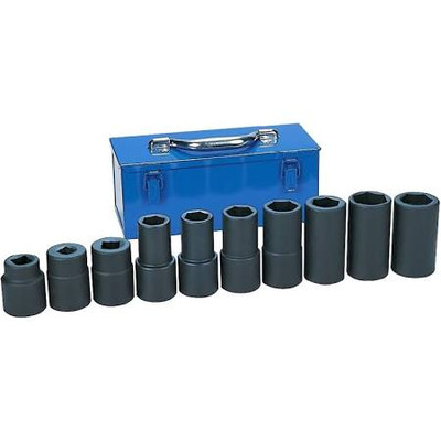 Grey Pneumatic GRE9263 #5 Spline Drive Truck Wheel Fractional & Metric Impact Socket Set - 10-Pc