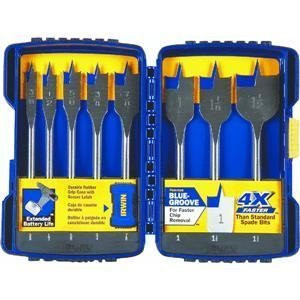 Vise Grip HAN341008 IRWIN Tools SPEEDBOR Blue Groove Pro Spade Bit Set with Case, 8-Piece ()