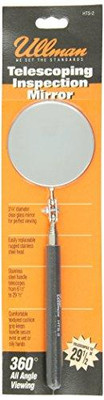 Ullman Devices ULLHTS-2 Ullman HTS-2 Glass High-Tech Telescoping Inspection Mirror, 3-1/4" Diameter, 6-1/2" to 29-1/2" Extended Handle Length, Clear