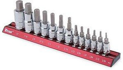 Titan TIT16123 16123 Fractional Hex Bit Socket Set, 13-Piece