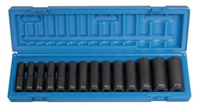 Grey Pneumatic GRE1412MD Corp 1412MD 1/2'' Drive Deep Length Metric Set - 14 Piece
