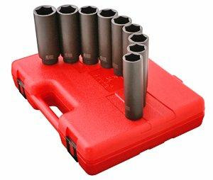 Sunex SUN2851 2851 1/2-Inch Drive 5-Inch Extra Long Deep Metric Impact Socket Set, 12 Piece