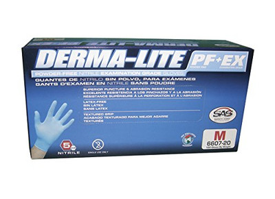 SAS Safety SAS6608-20 Derma-Lite Powder Free Exam Grade Disposable Nitrile 5 Mil Gloves, Large Box of 100 Gloves By Weight