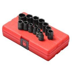 Sunex SUN3675 3675 3/8-Inch Drive Standard Metric 12 Point Impact Socket Set, 13-Piece