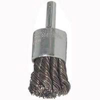 Weiler WEI36051 Wire End Brush, 1" Diameter, Extra Coarse Knotted Wire, 1/4" Round Stem, 20,000 RPM Max Weiler WEI36051 Wire End Brush, 1" Diameter, Extra Coarse Knotted Wire, 1/4" Round Stem, 20,000 RPM Max