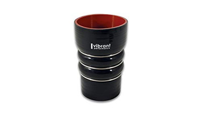 VIBRANT 11861 Power Hose Coupler, Silicone, 4ply Aramid Reinforced, Charge Air Cooler (CAC) Bellows, 3.00 in. Inlet I.D, 2.50 in. Outlet I.D, 6.00 in. Overall Length, 3 Rings, Black, each VIBRANT 11861 Power Hose Coupler, Silicone, 4ply Aramid Reinforced, Charge Air Cooler (CAC) Bellows, 3.00 in. Inlet I.D, 2.50 in. Outlet I.D, 6.00 in. Overall Length, 3 Rings, Black, each