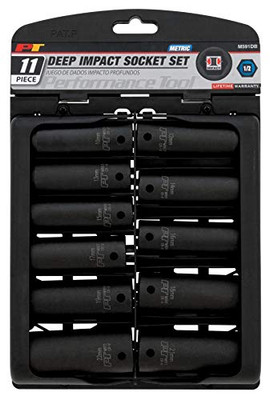 Wilmar M591DB Performance Tool Mechanics 1/2-Inch Drive Metric Deep Impact Socket Set, 11-Piece
