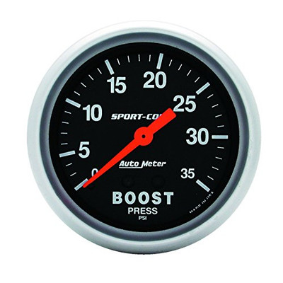 AUTO METER 3404 Sport-Comp Mechanical Boost Gauge, 2.625 in.