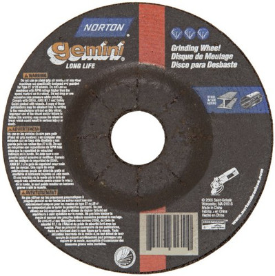 NORTON DOOR CONTROLS NR43594 Norton Gemini Depressed Center Abrasive Wheel, Type 27, Aluminum Oxide, 7/8" Arbor, 4-1/2" Diameter x 1/4" Thickness (Pack of 20)