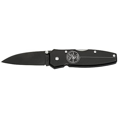 Klein Tools KLN44000-BLK Black Lightweight Lockback Knife with Black Aluminum Handle, 2-1/4-Inch Drop-Point Blade