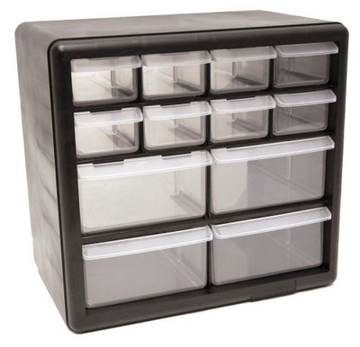 Homack MFG HMHA01012001 Homak 12-Drawer Parts Organizer, Black,
