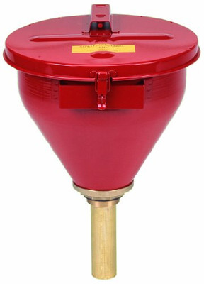 Justrite JT08207 2.6 Gallon Red Galvanized Steel Large Safety Drum Funnel with Self-Closing Cover and 6" Flame Arrester (for Flammables) () Justrite JT08207 2.6 Gallon Red Galvanized Steel Large Safety Drum Funnel with Self-Closing Cover and 6" Flame Arrester (for Flammables) ()