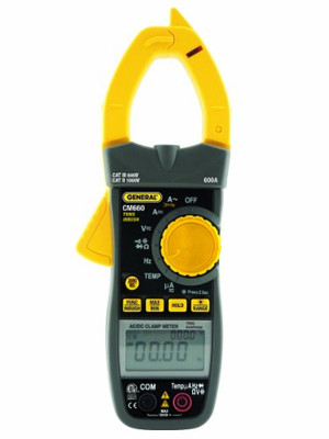 General Tool GNCM660 s Dual Display Amp Clamp with AC/DC Amps, True RMS, Non-Contact Voltage Detector, 750V, 600A, 0.01A Resolution