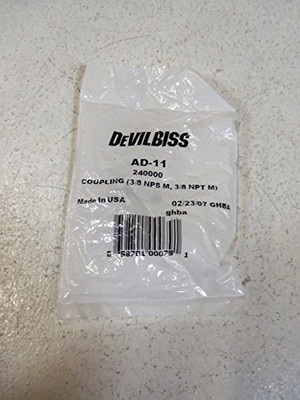 DeVilbiss DV240000 AUTOMOTIVE REFINISHING AD-11 COUPLING 3/8 NPS M, 3/8 NPT M