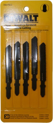 DeWalt DW3768-5 3-Inch Masonry Board Cut Cobalt Steel T-Shank Jig Saw Blade (5-Pack)