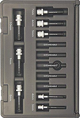 Bondhus BH30487 - Bit Set - 2in. Hex with Sockets, Prohold, 3-10mm, 8 Pc -