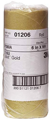 3M 3M1206 Stikit Gold Disc Roll, 0, 6 in, P280, 75 discs per roll
