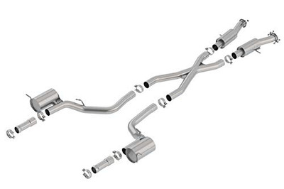 BORLA 140755 S-Type Cat-Back Exhaust System 3 in. Incl. Connecting Pipes/Muffler/Hardware/No Tip-Use Factory Tip Dual Split Rear Exit S-Type Cat-Back Exhaust System BORLA 140755 S-Type Cat-Back Exhaust System 3 in. Incl. Connecting Pipes/Muffler/Hardware/No Tip-Use Factory Tip Dual Split Rear Exit S-Type Cat-Back Exhaust System