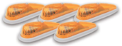 PACER PERF 20205 ormance Hi-Five Amber Teardrop Style Cab Roof Light Kit, (Pack of 5)