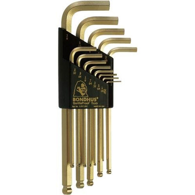 Bondhus BND37937 Set of 13 Balldriver L-wrenches with GoldGuard Finish, Long Length, sizes .050-3/8-Inch