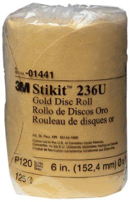 3M MMM1441 120P 6" Gold Sanding Disc Roll 125 Per Roll