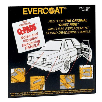 Fibre Glass-Evercoat FIB116 Evercoat 116 Q-Pads Sound Deadener 12 x 12 (6 Per Pack) Fibre Glass-Evercoat FIB116 Evercoat 116 Q-Pads Sound Deadener 12 x 12 (6 Per Pack)