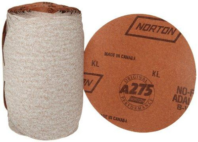 Norton NOR31479 A275 No-Fil Adalox Paper Abrasive Disc, Fiber Backing, Pressure-Sensitive Adhesive, Aluminium Oxide, 6" Diameter, Grit 120 (Roll of 100)