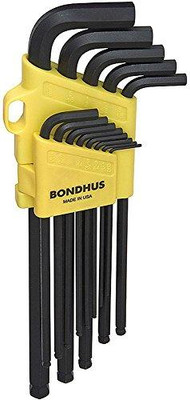 Bondhus BND16037 16037 13 Piece Ball End Tip Hex Key L-Wrench Set with ProGuard Finish, Extra Long Arm