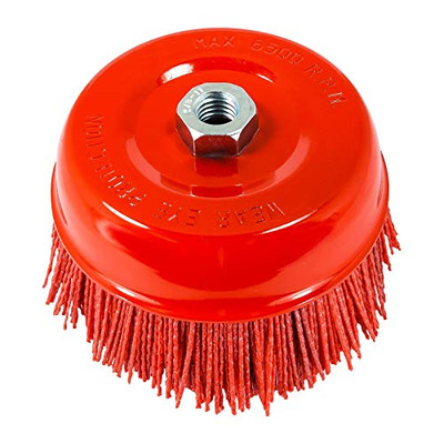 AES Industries AD51886 6" Round Nylon Filament 80 Grit Silicon Carbide Abrasive Bristle Surface Prepping Cup Brush with 5/8"-11 Thread - Max RPM 6,500