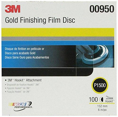 3M MMM950 Hookit Finishing Film Discs, 6 in, 1500 grit, Film Backing, 00950 (100/Pack) 3M MMM950 Hookit Finishing Film Discs, 6 in, 1500 grit, Film Backing, 00950 (100/Pack)