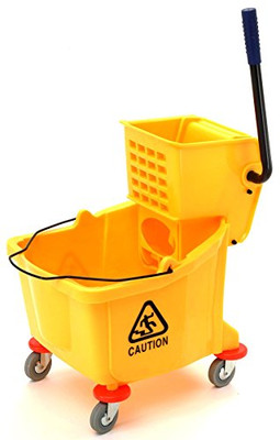 LAITNER BRUSH CO LAI7030 Plastic Yellow Mop Bucket, with Wringer, 26 Quart Capacity, with Non-Marking Casters