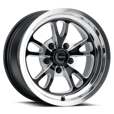 Vision Patriot 5x5.0 Gloss Black Machined Polished Aluminum Wheel