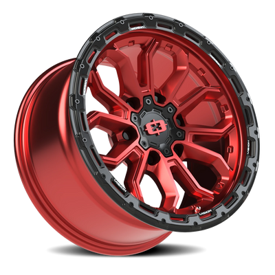 Vision Korupt 6-Lug Wheel – 6x135mm Gloss Red/Gloss Black Lip
