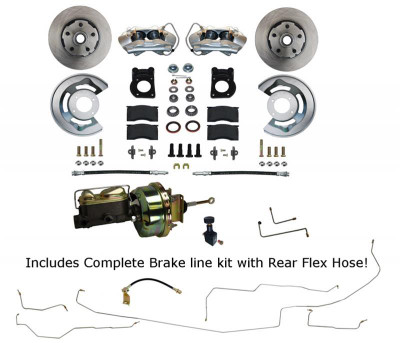 Leed Brakes LEEFC0001-H405ALK POWER FRONT KIT WITH PLAIN ROTORS ZINC PLATED CALIPERS AND PREBENT LINE KIT