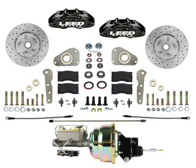 FORD Y BLOCK MAXGRIP LITE 4 PISTON POWER FRONT DISC BRAKE CONVERSION KIT BLACK