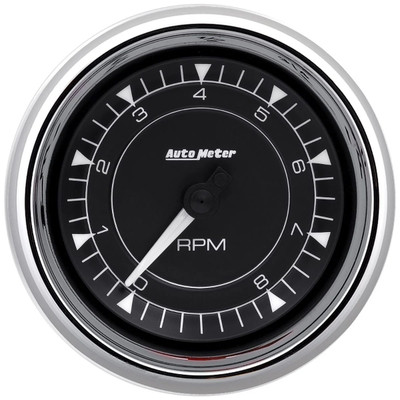 GAUGE TACHOMETER 3 3/8IN 8K RPM INDASH CHRONO CHROME