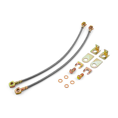 7/16" Banjo 18" Long Stainless Steel Brake Lines(Pair) with Hardware PCE496.1003