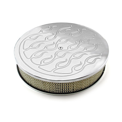 Speedmaster PCE104.1015.03 14" Polished Flamed Aluminum Air Cleaner Kit with 3" Element