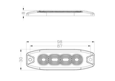 RACESPORT LT 3020BSP WHITE-AMBER STROBE PRO SERIES 4-LED