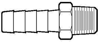 MIDLAND IND 201A4B HOSE BARB 1/4HB X 1/4MP MIDLAND IND 201A4B HOSE BARB 1/4HB X 1/4MP