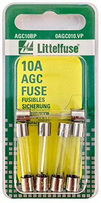 LITTELFUSE AGC10BP AGC GLS FUSE 5CDS/PK  10A