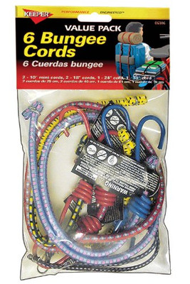 HAMPTON PROD 06306 BUNGEE CORD MULTI PK 6PCS HAMPTON PROD 06306 BUNGEE CORD MULTI PK 6PCS