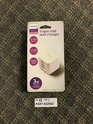 JASCO DLP240837 PHILIPS AC CHARGER  3 PORT 3.4A WHI