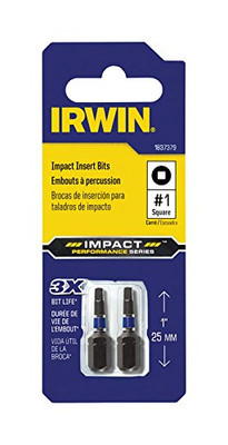 IRWIN INDUSTRIAL TOOL CO HA3053005 #1 Torsion SQ Recess InsertBit 1/4 Shank 1Long Carded