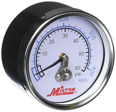 MILTON MI1190 1/4 NPT Center Back PressureGage 0-60 Psi 2 Face