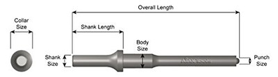 Ajax Tool Works AJXA1104 Pneumatic Bit, Roll Pin Driver, 3/8" Punch Diameter, .401 Shank Turn Type. Length 7-1/2" Ajax Tool Works AJXA1104 Pneumatic Bit, Roll Pin Driver, 3/8" Punch Diameter, .401 Shank Turn Type. Length 7-1/2"