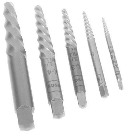 Vise Grip HAN53535 Irwin 53535 Hanson 5-Piece Spiral Flute Screw Extractor Set (EX-1 to EX-5)