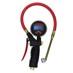 Milton Industries MILS-576D Pro Digital Pistol Grip Inflator Gauge, Dual Head Chuck and 15" Hose, 255 psi,