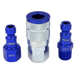 Milton Industries MILS-303TKIT ColorFit by Milton Coupler & Plug Kit - (T-Style, Blue) - 1/4" NPT, (3-Piece)