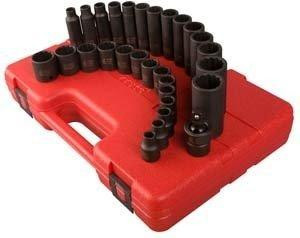 Sunex SUN3330 3330 3/8-Inch Drive 12-Point Metric Impact Socket Set, 29-Piece
